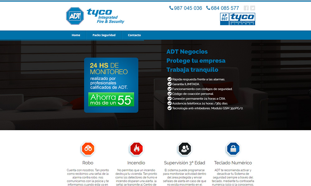Diseño página web ADT Tyco