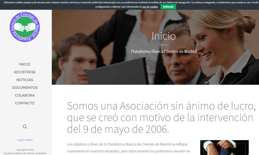 Diseño de página web para organización Plataforma Blanca Clientes de Madrid