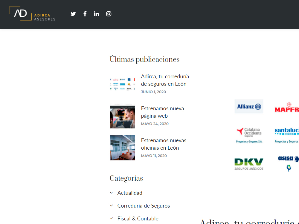 Diseño de página web para Adirca Asesores