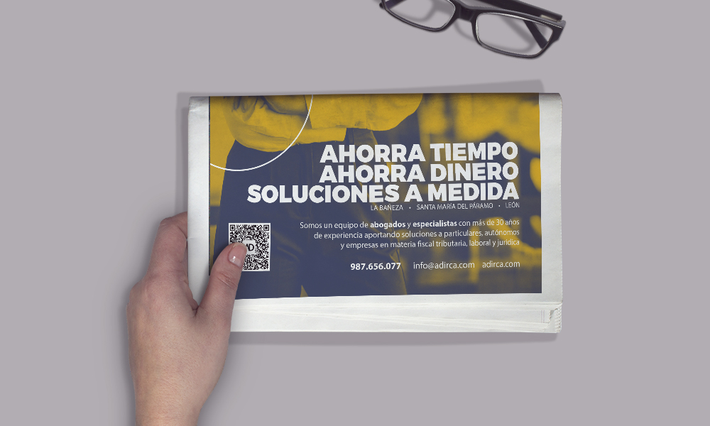 Adirca Asesores – Diseño editorial de contraportada para publicidad en periódico